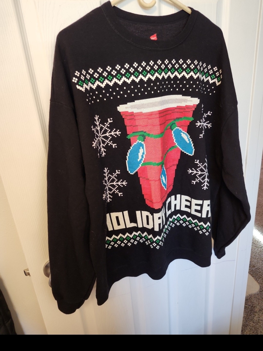Hanes Men's Ugly Christmas Sweatshirt-2XL/Holiday Cheer/Ebony